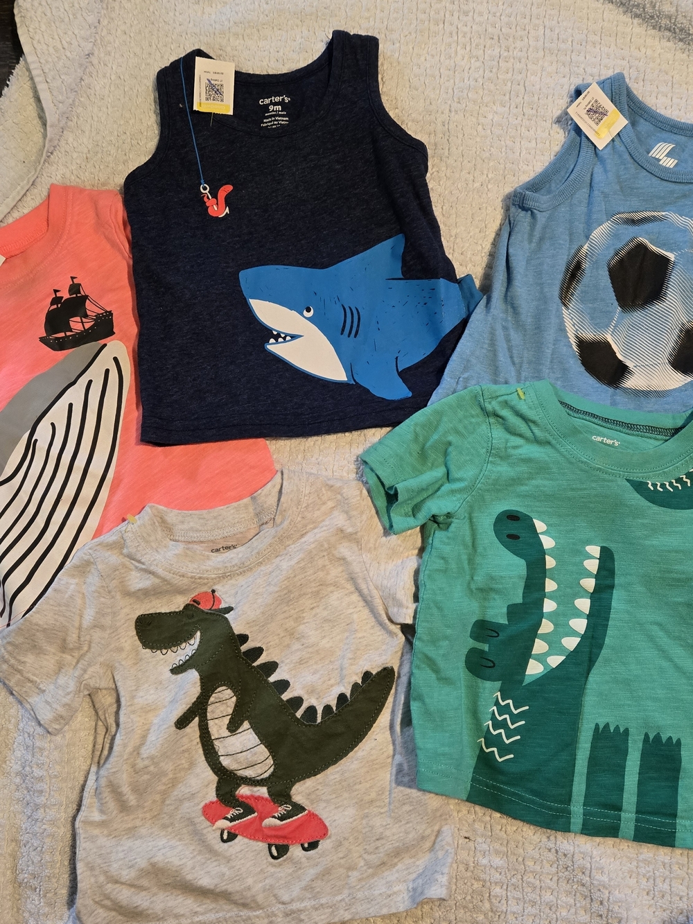 Carter's 9m Set Of 5 Tank Top /Shirts for Kids